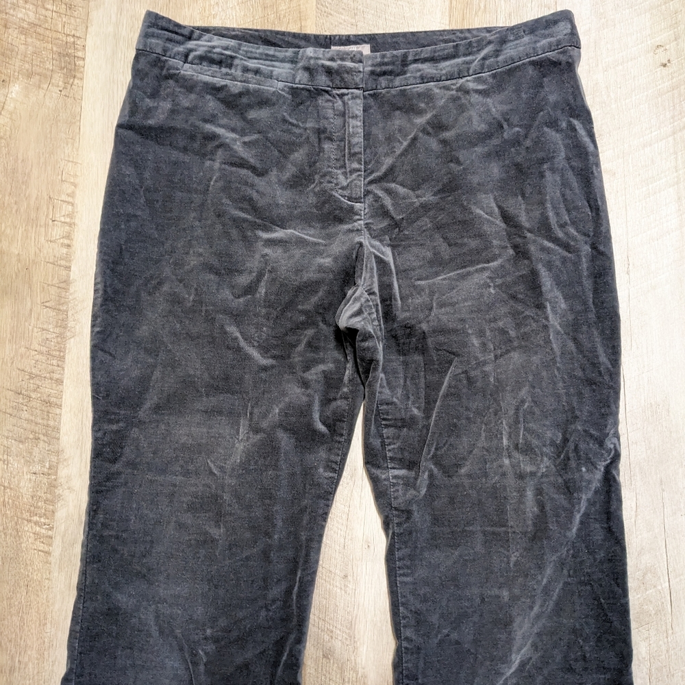 J. Jill Charcoal Gray Velvet Flared Pants - Picture 2 of 12
